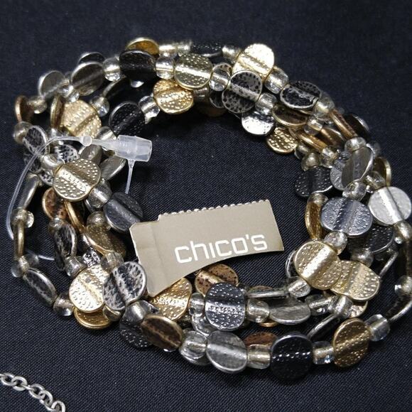 Chico's Long Two Strand Necklace Matching 5 Stretch Bracelets, NWT, 39 Inches - Picture 8 of 9